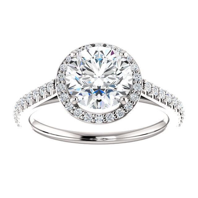 Halo Ring 1.85 Carat Round Diamond Halo Ring White Gold 14K