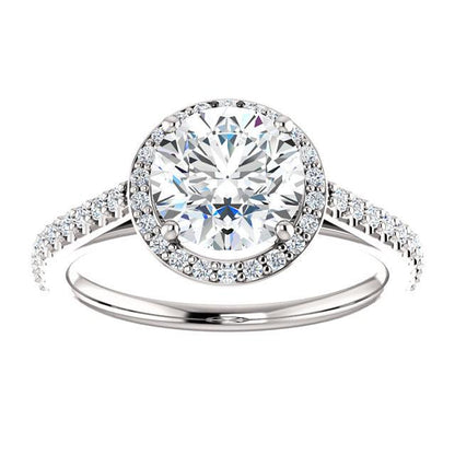 Halo Ring 1.85 Carat Round Diamond Halo Ring White Gold 14K