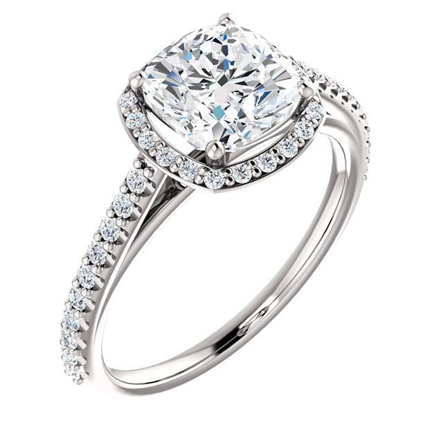 Diamond Halo Ring White Gold 14K