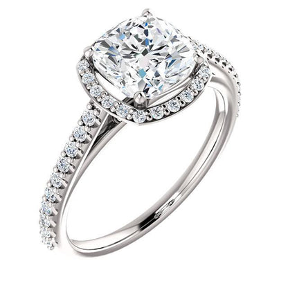 Diamond Halo Ring White Gold 14K