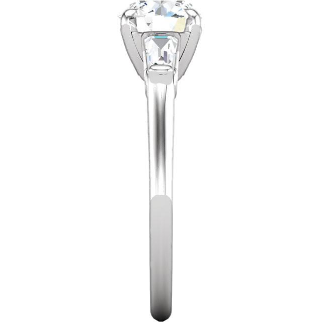 Three Stone Ring 2 Ct Round And Baguette Diamond 3 Stone Engagement Ring White Gold