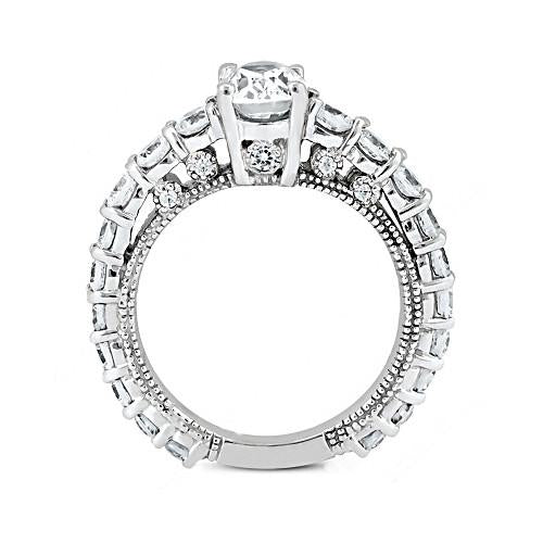  Engagement Wedding Solitaire Ring with Accents White Gold Diamond