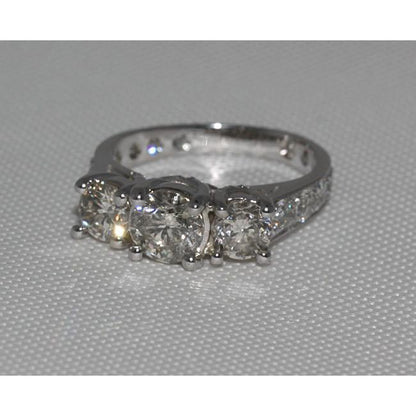 2.75 Carat Diamonds 3 Stone Engagement Ring White Gold Three Stone Ring