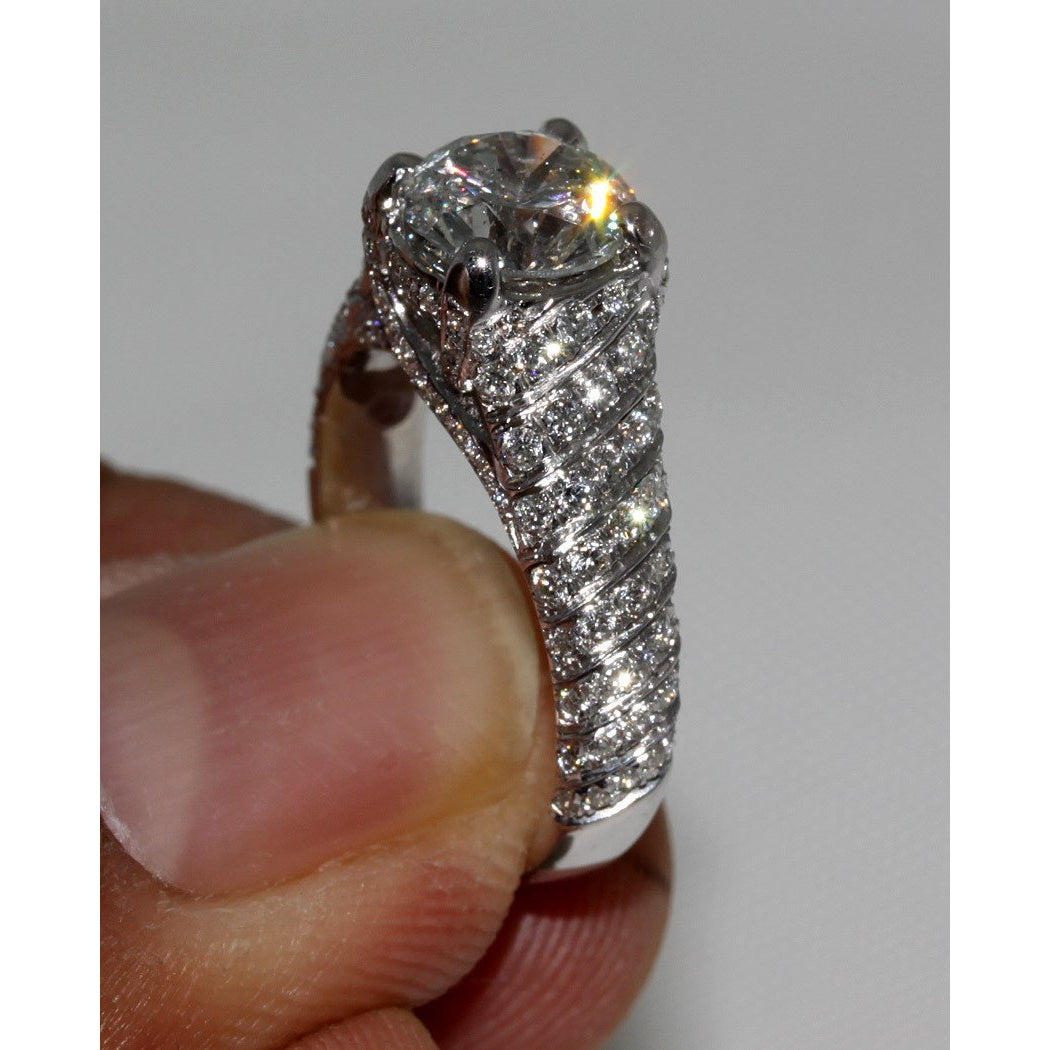  Solitaire Ring with Accents White Gold Diamond