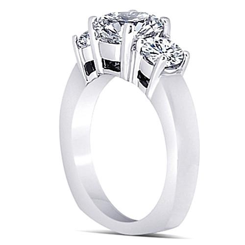 Three Stone Ring 3 Carat Diamonds Engagement Anniversary Ring Solid Gold Three Stone