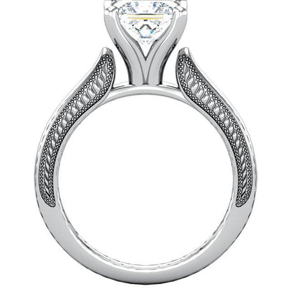 Solitaire Ring Vintage Style 2 Carat Princess Diamond Solitaire Ring White Gold 14K
