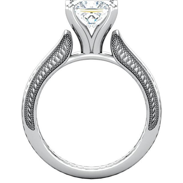 Solitaire Ring Vintage Style 2 Carat Princess Diamond Solitaire Ring White Gold 14K