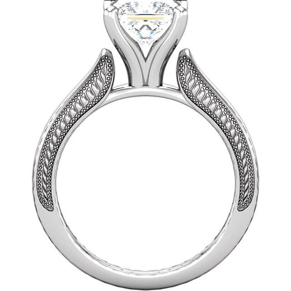 Prong Setting 2 Carat Princess Diamond Solitaire Ring White Gold 14K Solitaire Ring