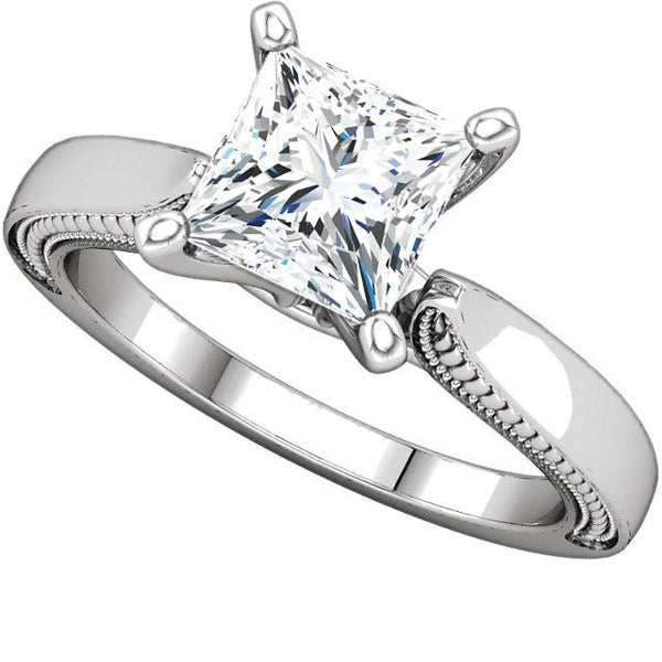 Prong Setting 2 Carat Princess Diamond Solitaire Ring White Gold  Ring