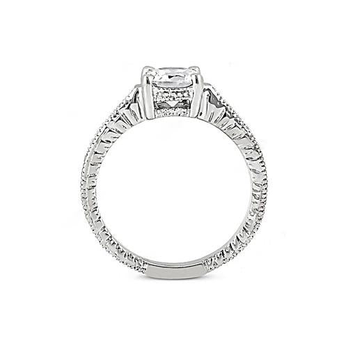 antique Style New solitaire Ring with Accents White Gold Diamond