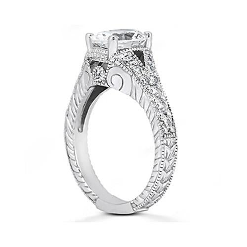 Oval Cut Quality Wedding Solitaire Ring with Accents White Gold Diamond