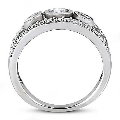 Three Stone Ring 1.46 Carat Three Stone Diamond Engagement Ring White Gold