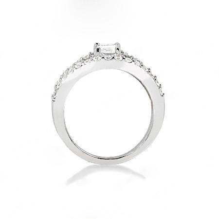 Diamond Split Shank Ring With Accents White Gold