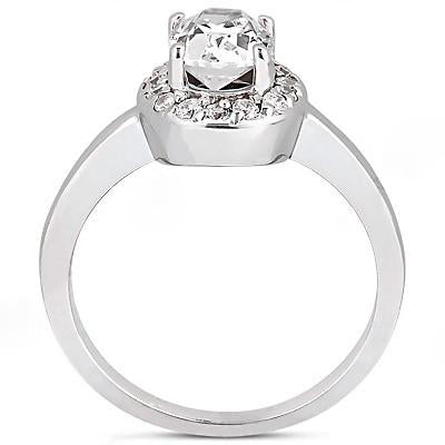 Halo Ring Oval Diamond Halo Ring 1.25 Ct White Gold 14K