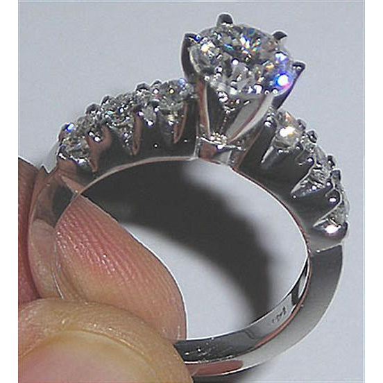 New Engagement Diamond White Gold Solitaire Ring with Accents