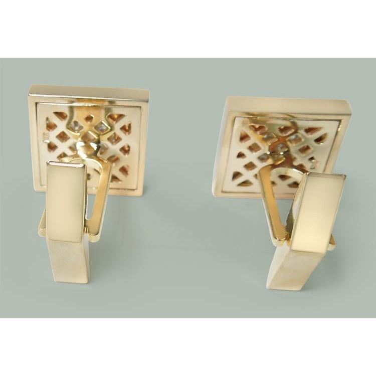 Earrings 3.50 Ct. Diamonds And 14K Yellow Gold Cuff Links Men'S Cufflinks