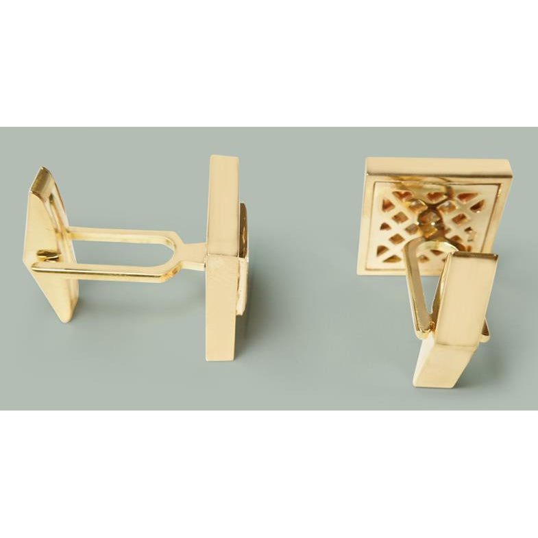3.50 Ct. Diamonds And 14K Yellow Gold Cuff Links Men'S 