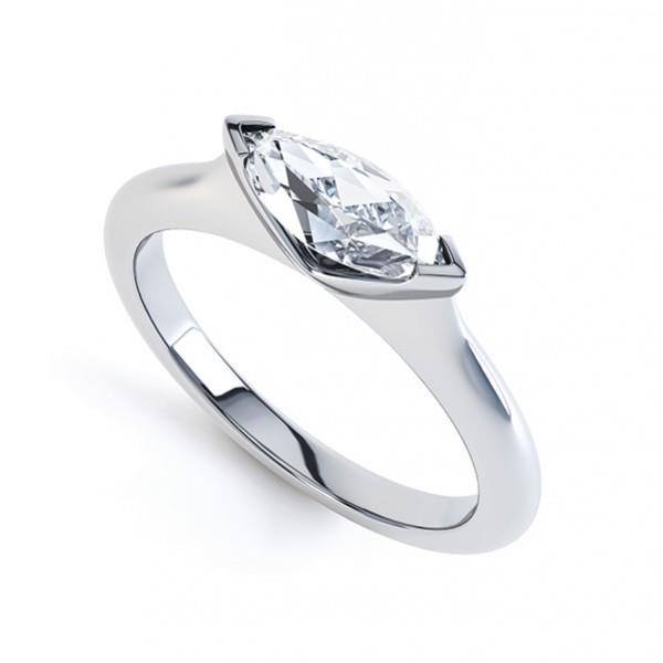 Bezel Set Marquise Cut Diamond Wedding Ring