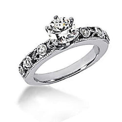 Real  Round Diamond Ring Engagement Antique Style 1.25 Carats
