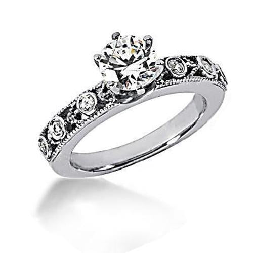   Antique Fancy Lady’s  Style White Elegant Gold Engagement F Vvs1 Round Cut Diamonds Ring Engagement Band Engagement Ring