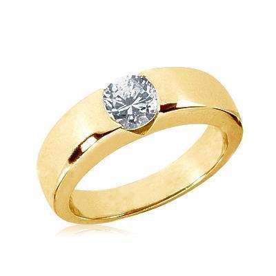 1.25 Carat Round Brilliant Diamond Solitaire Engagement Ring Gold New Mens Gents Mens Ring
