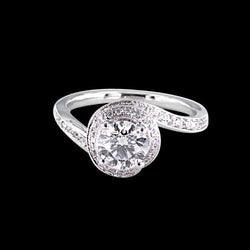 Natural  1.38 Carats Round Diamond Antique Style Wedding Ring White Gold 14K