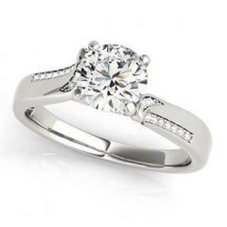 1.25 Carats Diamond White Gold Engagement Ring Solitaire With Accents