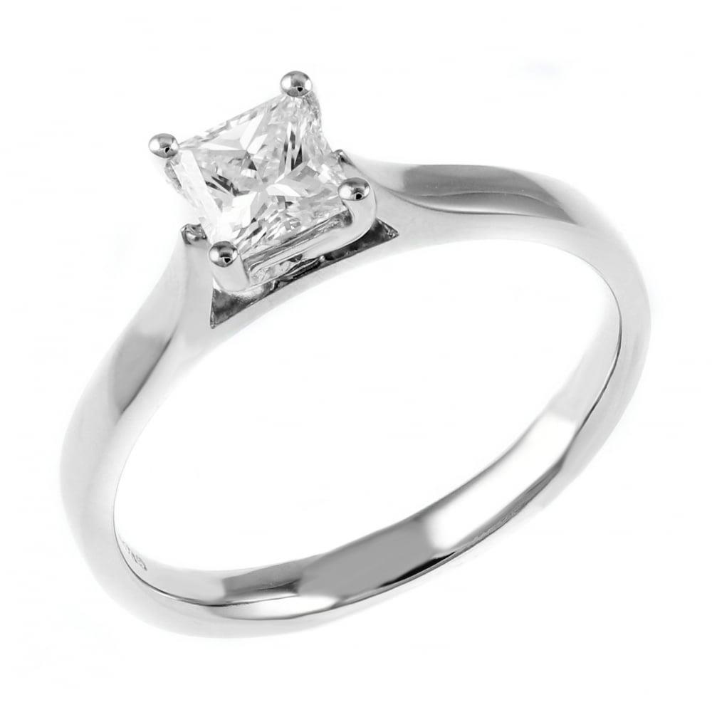 Stylish Princess Cut Sparkling Unique Solitaire White Gold Diamond Anniversary Ring 