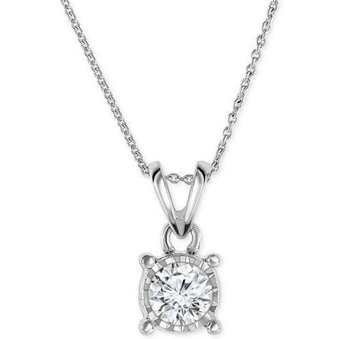 1.25 Carats Solitaire Round Diamond Necklace Pendant White Gold 14K Pendant