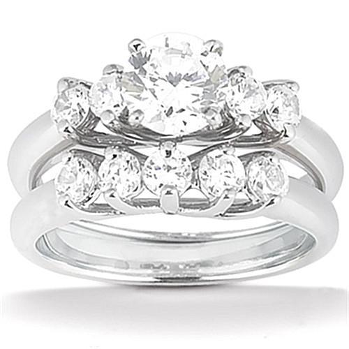 1.25 Ct. Diamonds Engagement Band Set 5 Stone Ring Gold Engagement Ring Set