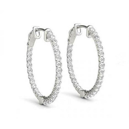 1.25 Ct. Diamonds Hoop Earring Bezel Set Diamond Earring Gold Hoop Earrings