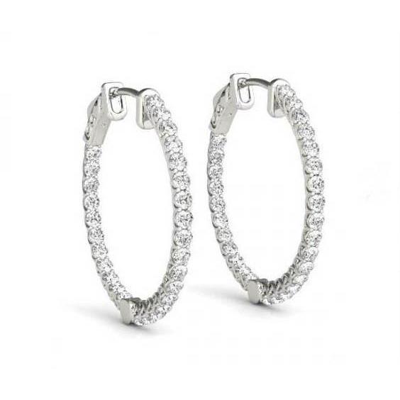 1.25 Ct. Diamonds Hoop Earring Bezel Set Diamond Earring Gold Hoop Earrings