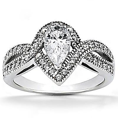   Antique Fancy Lady’s  Style White Elegant Gold Engagement Diamonds Pear Cut Engagement Ring Gold New Engagement Ring