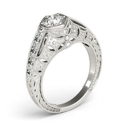 1.25 Ct. Diamonds Solitaire With Accents Engraved Ring White Gold 14K