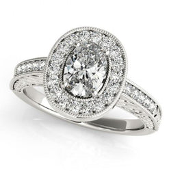 Natural  Halo Diamond Vintage Style Engagement Ring 1.25 Carat Solid WG 14K