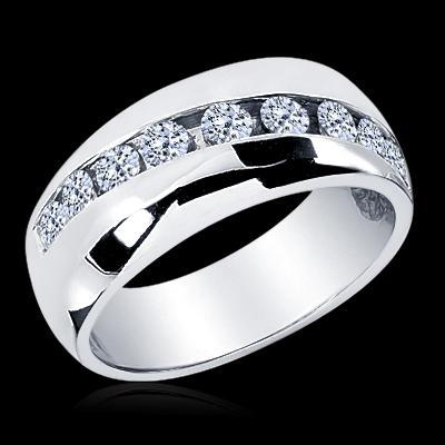 1.25 Ct Round Cut Diamond Mens Wedding Band Ring14K White Gold Mens Ring