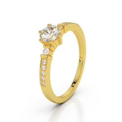 1.25 Ct Solitaire With Accent Diamonds Engagement Ring Yellow Gold 14K
