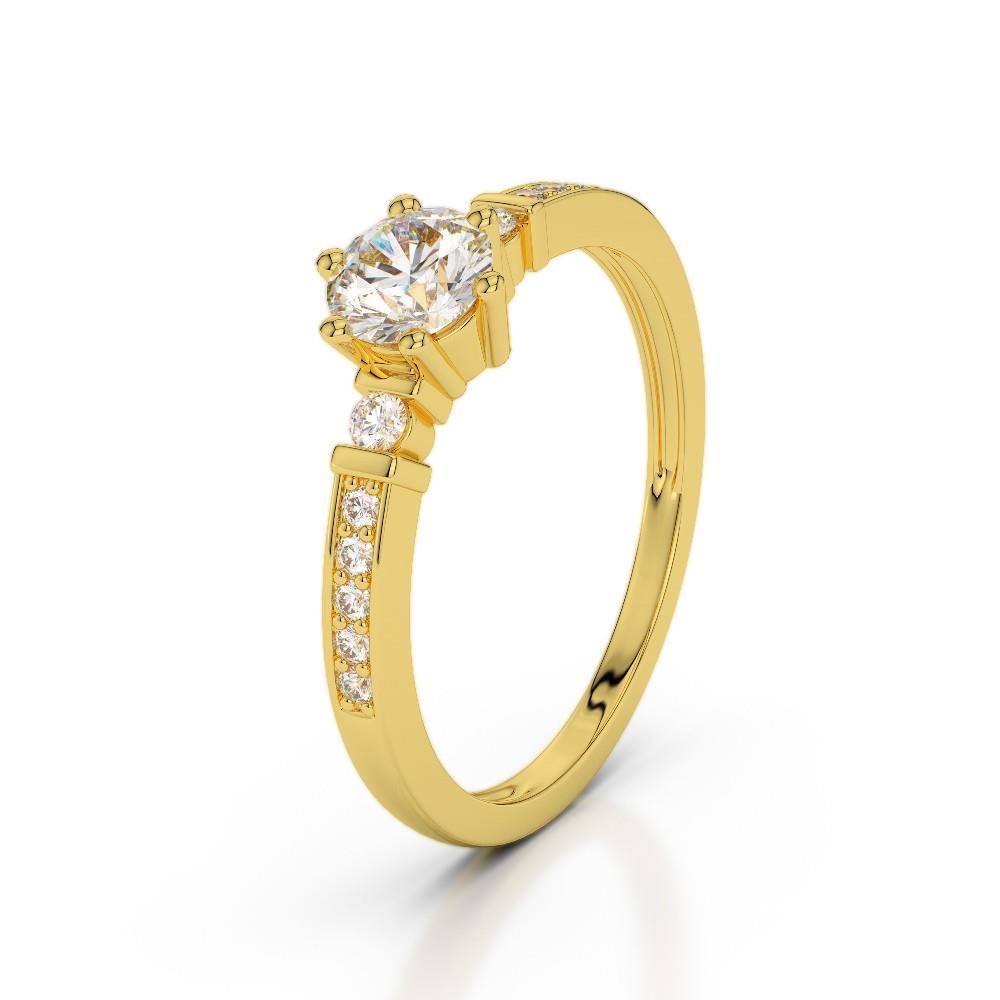 Yellow  Lady’s Brilliant Engagement White Gold Diamond Solitaire Ring with Accents 