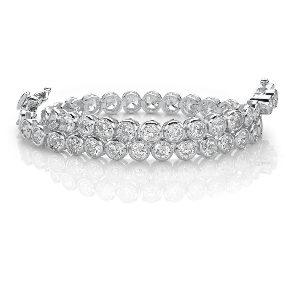 11.25 Ct Bezel Set Round Cut Diamond Tennis Bracelet White Gold 14K Tennis Bracelet