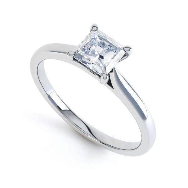  Princess Cutc High Quality Sparkling Unique Solitaire White Gold Diamond Ring 