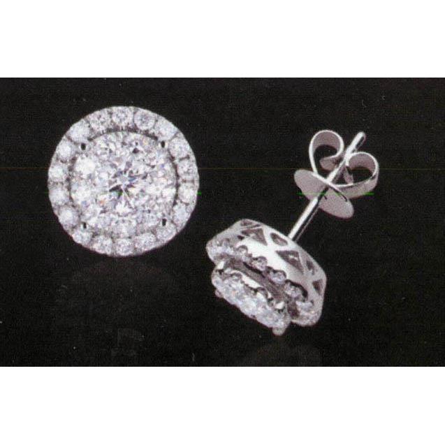 1.40 Ct Pair Diamond Stud Halo Jacket Earring Studs- Halo