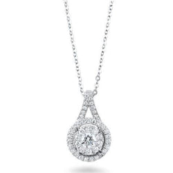 1.33 Ct Sparkling Round Cut Diamonds Large Pendant Necklace White Gold