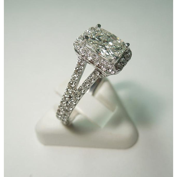 Cushion Diamond Royal Engagement Halo Ring 2.75 Carat White Gold 14K Halo Ring