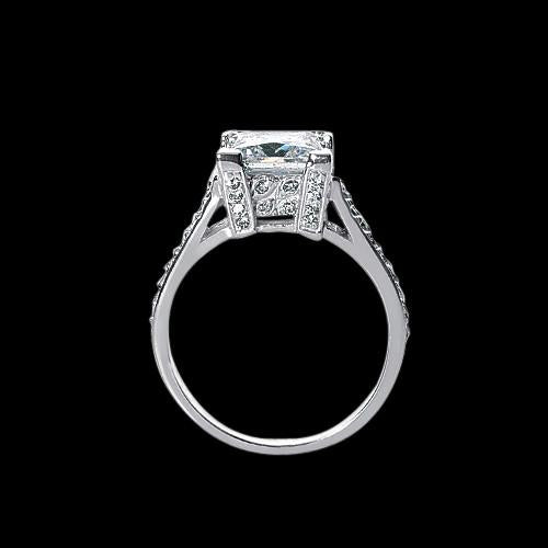 Sparkling Unique Lady’s Solitaire Ring with Accents White Gold Diamond  