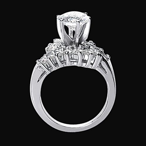 Engagement Ring 3 Carat Diamond Floral Style Engagement Ring Lady Jewelry White Gold