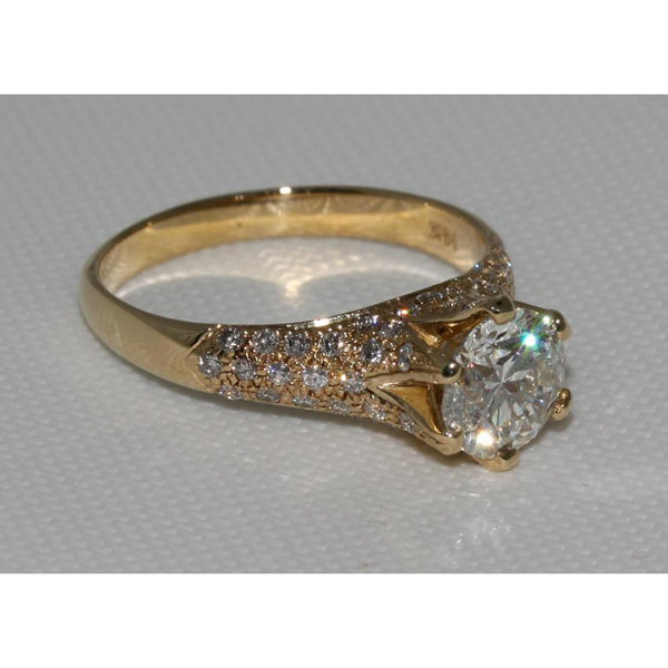 Solitaire Ring with Accents 3 Carat Diamonds Yellow Gold Ring Solitaire With Accent