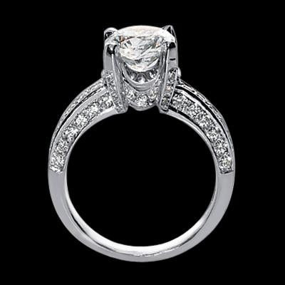 Antique Look Vintage Style White Gold Diamond Solitaire Ring with Accents 