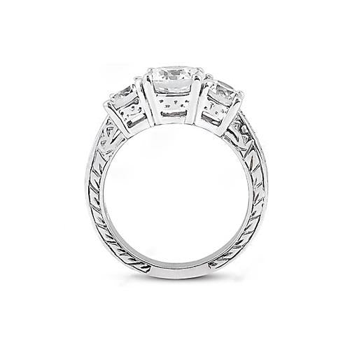 Three Stone Ring Diamond Three Stone Ring Engagement Gold White 3 Ct.
