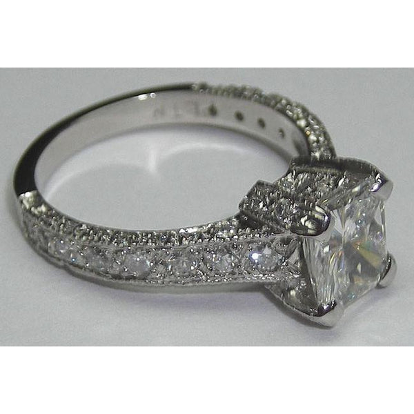 Princess And Round Cut Diamond Solataire Ring With Accents