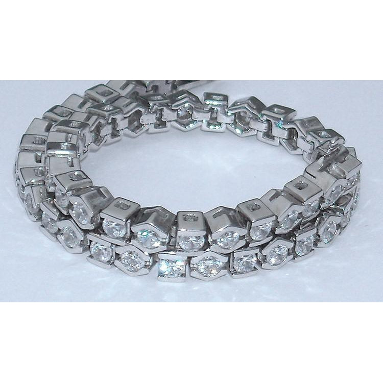Diamond Tennis Bracelet Round Half Bezel